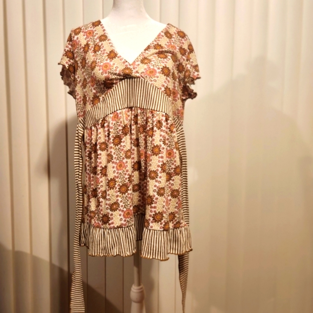 Fang Floral Shirt Belt Tie Top